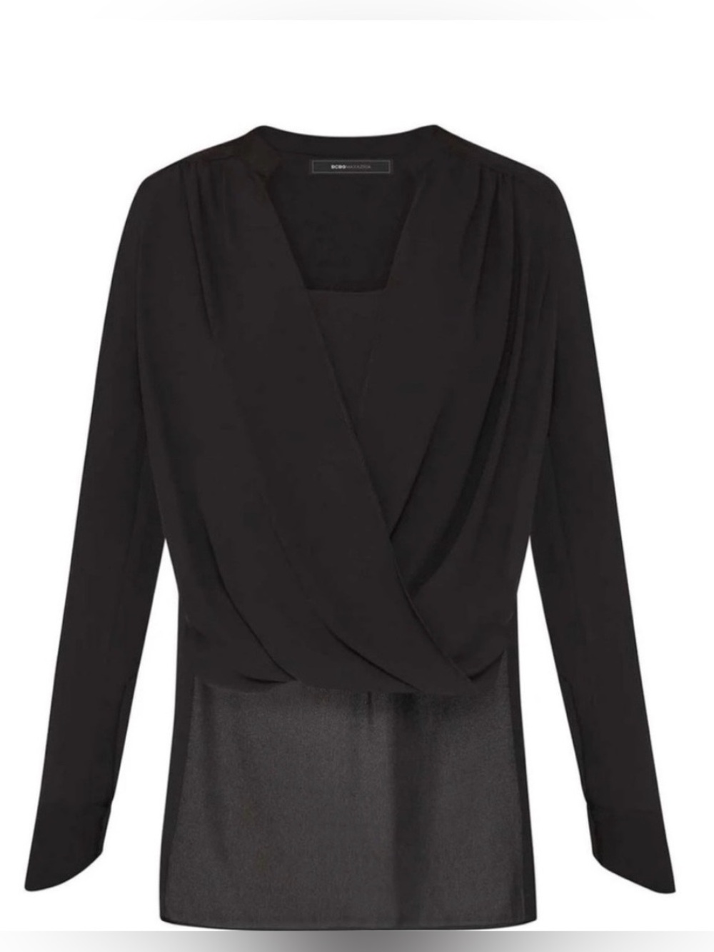 NWT BCBGMAXAZRIA Jaklyn Draped Front Blouse - Black - Size M - Picture 10 of 16